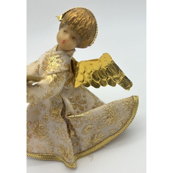 Vintage Koestel Wax Angel Christmas Ornament Singing Angel Gold READ DESCRIPTION - Picture 3 of 9